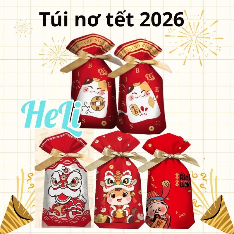 TÚI NƠ 10 50 COMBO TÚI ĐỰNG QUÀ TẾT KÈM NƠ RÚT SIÊU DỄ THƯƠNG TUI ĐỰNG QUÀ TẾT QUÀ TẶNG BÁNH KẸO