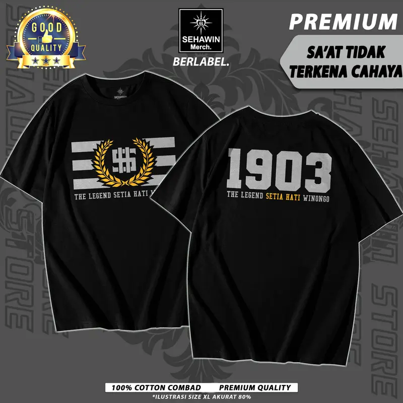 KAOS PSHW 24s - SABLON REFLECTIF MENYALA SAAT TERKENA CAHAYA -  WE ARE 1903 THE LEGEND SETIA HATI WINONGO 3