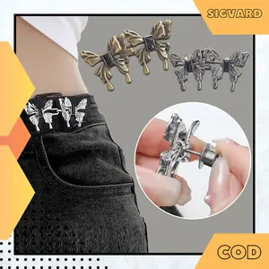SIGVARDSTORE - Kancing Pengecil Pinggang Longgar Celana Jeans Rok Baju Bros Tuspin Motif Kupu Kupu BRS07 Jarum