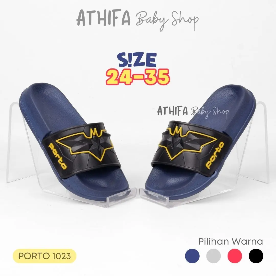 Sandal Slipper Slop Anak Laki Cowok Sendal Slip On Bayi Balita Karakter Superhero Batman Umur Usia 1 2 3 4 5 Tahun Porto 1023 Kaki Perempuan