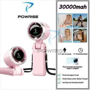 [COD]POWRISE Kipas Angin Mini Portable USB 30000mAh Kipas Lipat 5-Speed Wind LED Display Dengan Untuk kipas angin portable turbo kipas angin portable kipas angin portable mini kipas angin berdiri turbo Kipas leher kipas angin portable tahan lama 24 jam