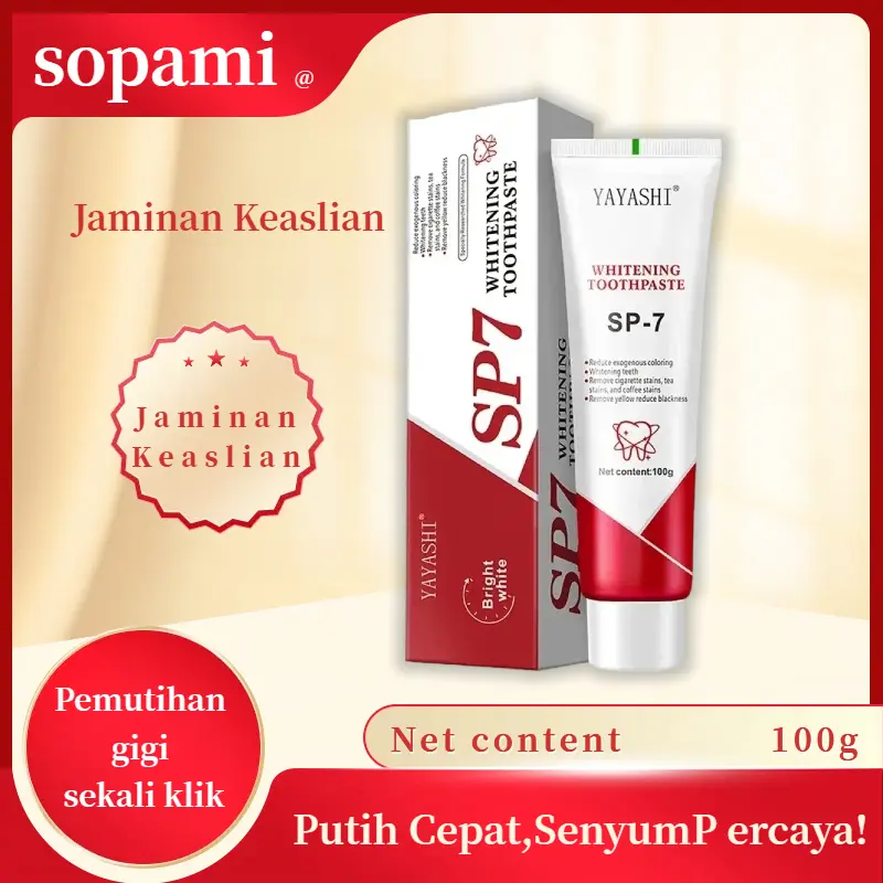 SOPAMI SP-7 Pemutih Ultra Original Pasta Gigi: Napas Tropis Segar Sepanjang Hari & Noda Gigi Lenyap dalam Sapu Sikat   pasta gigi probiotik