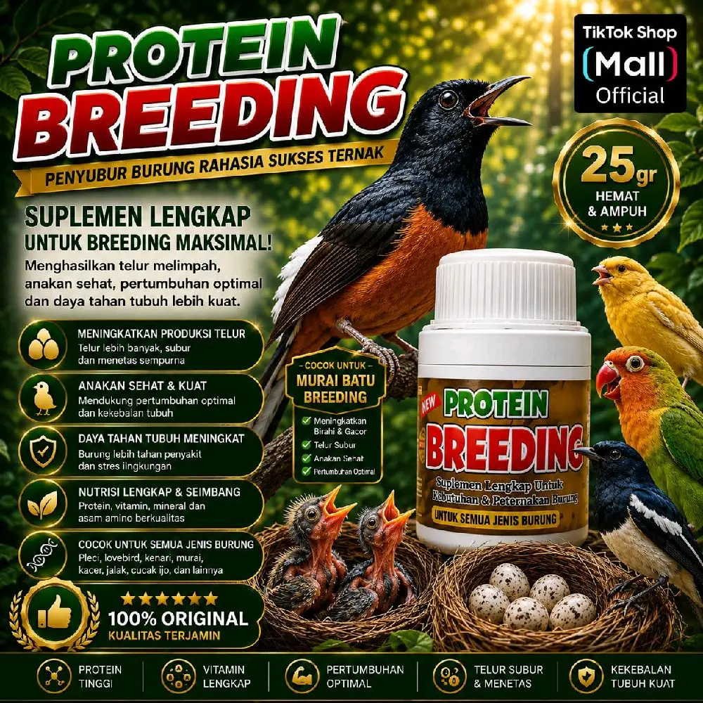 Serbuk Protein Breeding Ternak Penggacor Seketika Vitamin suplemen burung