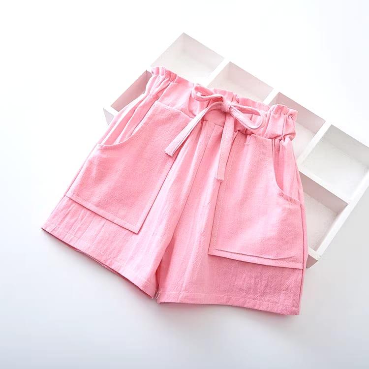 Celana Pendek Anak Cewek Usia 1 2 3 4 5 6 7 8 9 10 11 12 Tahun bahan drill katun variasi Pita Fashion 4