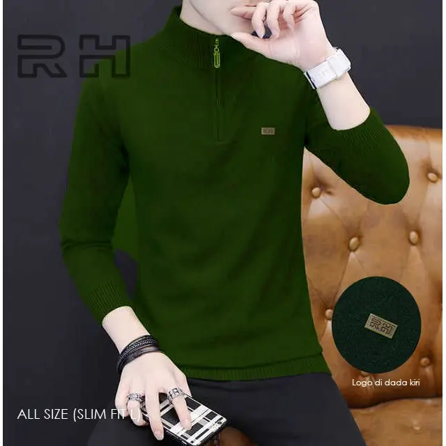 Baju rajut kerah tinggi zipper / Sweater turtleneck resleting RHcollections kerah tinggi zipper pria 4