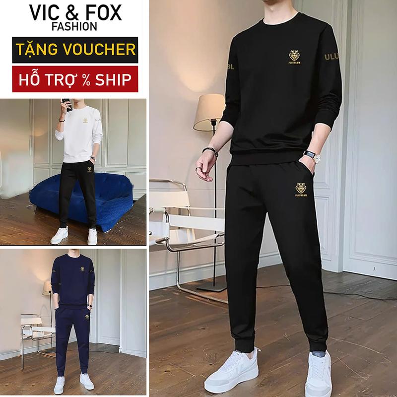 Bộ thể thao nam nữ thu đông dài tay Fox | Bộ nỉ nam big size tới 115kg | Quần áo nam nữ chất cotton back cao cấp Sport Chạy Bộ Tập Gym bộ thể thao nam