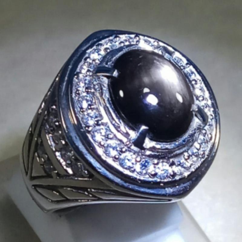 CINCIN BATU AKIK NATURAL BLACK SHAPPIRE STAR 6 MEWAH DAN GLAMOUR 1