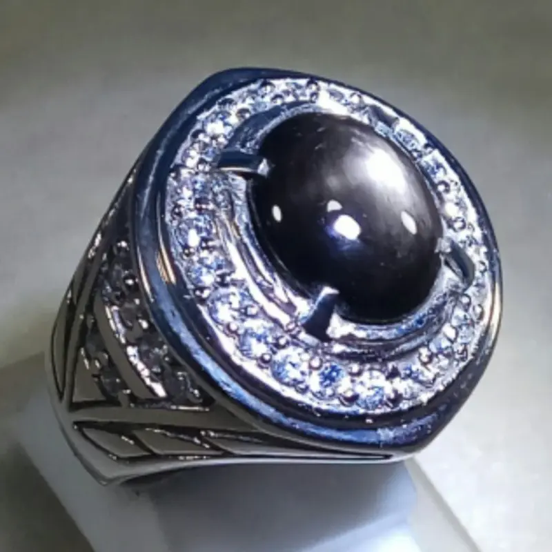 CINCIN BATU AKIK NATURAL BLACK SHAPPIRE STAR 6 MEWAH DAN GLAMOUR 1