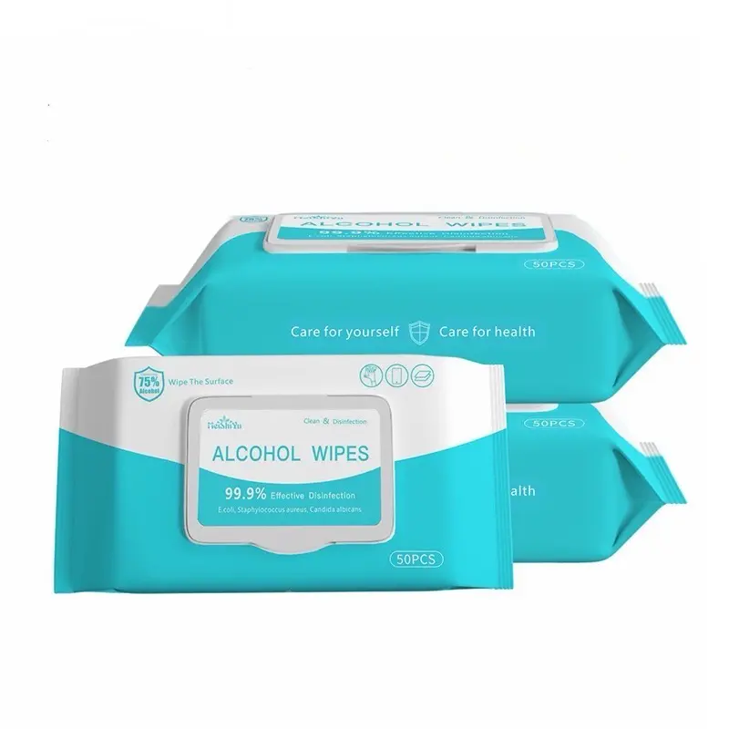 50Pcs Alcohol Wipes 99.9% Effective Sterilisation Anti-Bacterial Cleaning Disinfection Sanitising Wet Wipes
