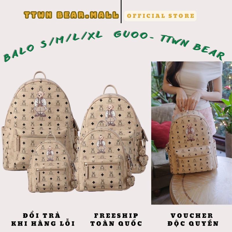   HỎA TỐC HCM  TTWN BEAR Balo Nữ Thời Trang Họa Tiết Gấu Fullsize S M L XL Da PU Vải Dệt Khóa Mạ Xi Chống Oxi Hóa Đeo Vai Chéo Unisex 