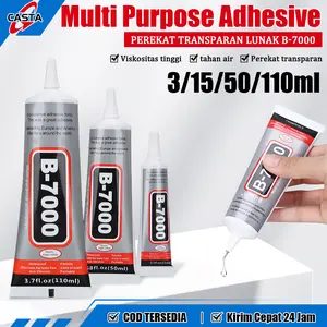 CASTA B-7000 Lem Serbaguna Transparan 3-110ML Perekat Kuat Elastis Tahan Air Cepat Kering Semi Cair Fleksibel untuk Layar HP Touchscreen Backdoor Casing Perhiasan Aksesoris Elektronik Plastik Kaca Logam Kayu Craft DIY