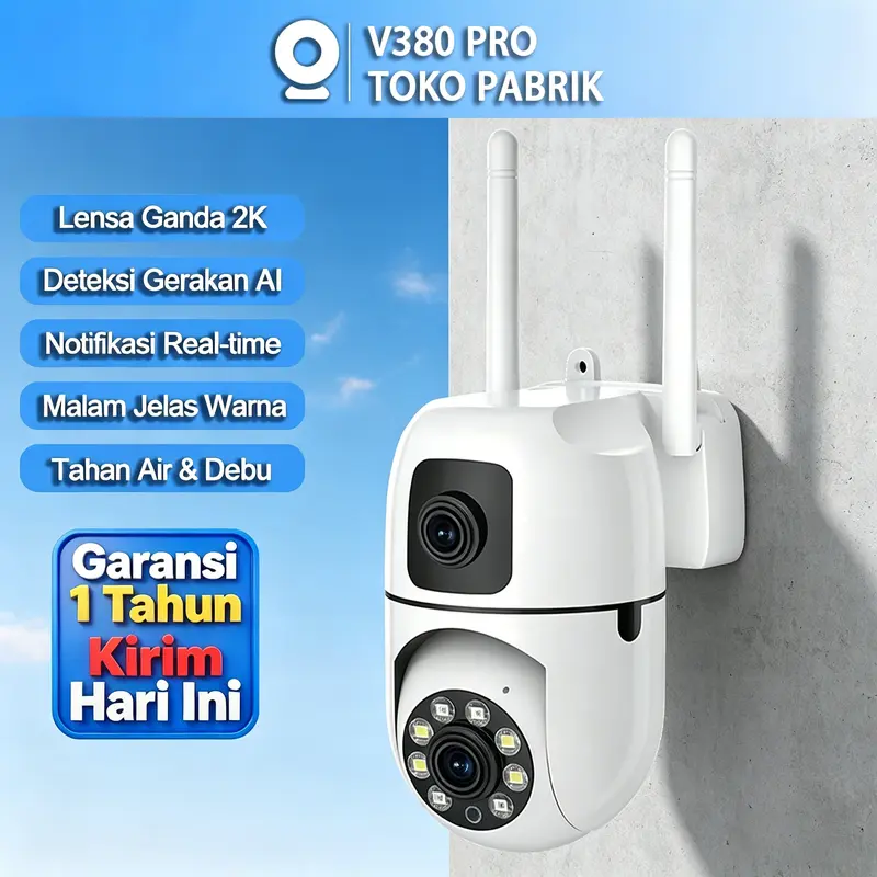 V380 Pro CCTV Luar Ruangan IP65 Tahan Air Pembicaraan Dua Arah Dorongan Informasi Deteksi Gerak