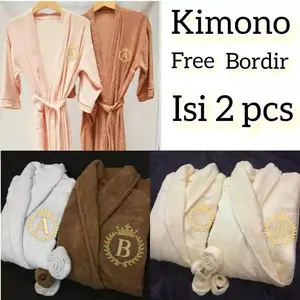 Hampers Wedding seserahan Handuk Kimono couple isi 2 Pcs Gratis Bordir Nama Jubah Handuk Cotton Dewasa