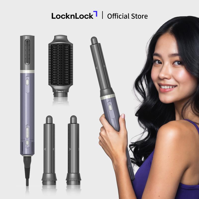   Hair - NEW  Máy sấy tóc tạo kiểu LocknLock Multi hair styling dryer ENA526GRY gồm 4 đầu phụ kiện sấy duỗi - Màu tím xám 