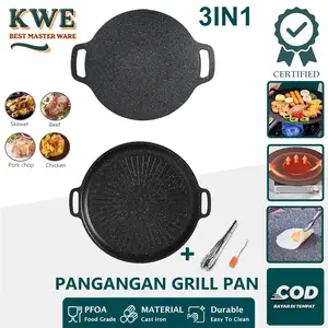 KWE 3IN1 Wajan Grill Pan Panggangan BBQ Korean Anti Lengket Serbaguna Besi Cor Non Stick Multi Guna Mudah Dibersihkan Kompor Gas Induksi Listrik