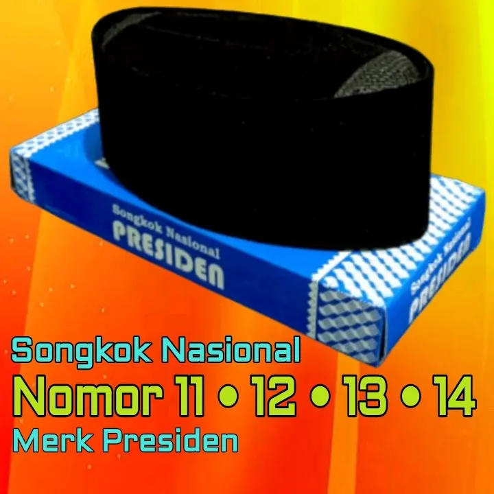 Songkok Nasional / Peci Hitam AC Polos Nomor 11 12 13 14 Besar Jumbo Gede Kopiah Sekolah Pelajar Merk Presiden