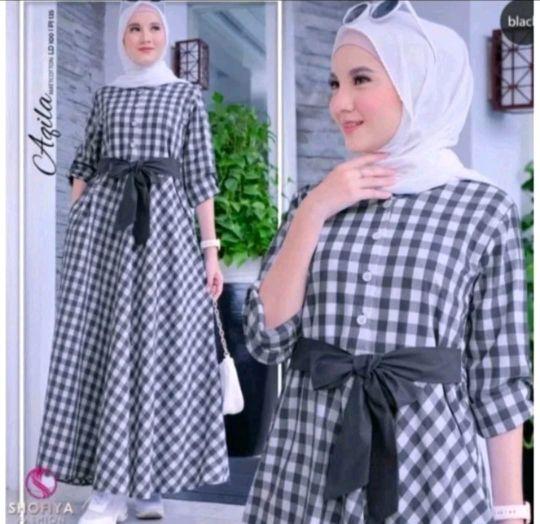 Agila Dress Wanita Navy Size M L XL XXL XXXL 5XL Motif Kotak-Kotak dengan Belt Fashionable Agila Dress Wanita Navy Size M L XL XXL XXXL 5XL Motif Kotak-Kotak dengan Belt Fashionable