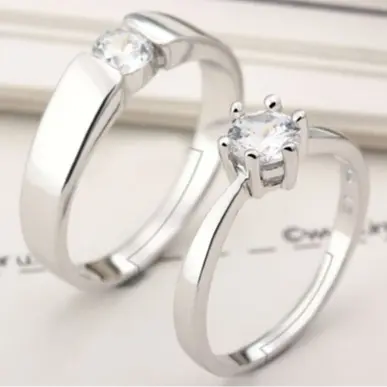 Ranier Verena Cincin Couple Pasangan Estetik Hadiah Perempuan Titanium Silver Jewellery Elegant Adjustable Rings Berlian Permata 7