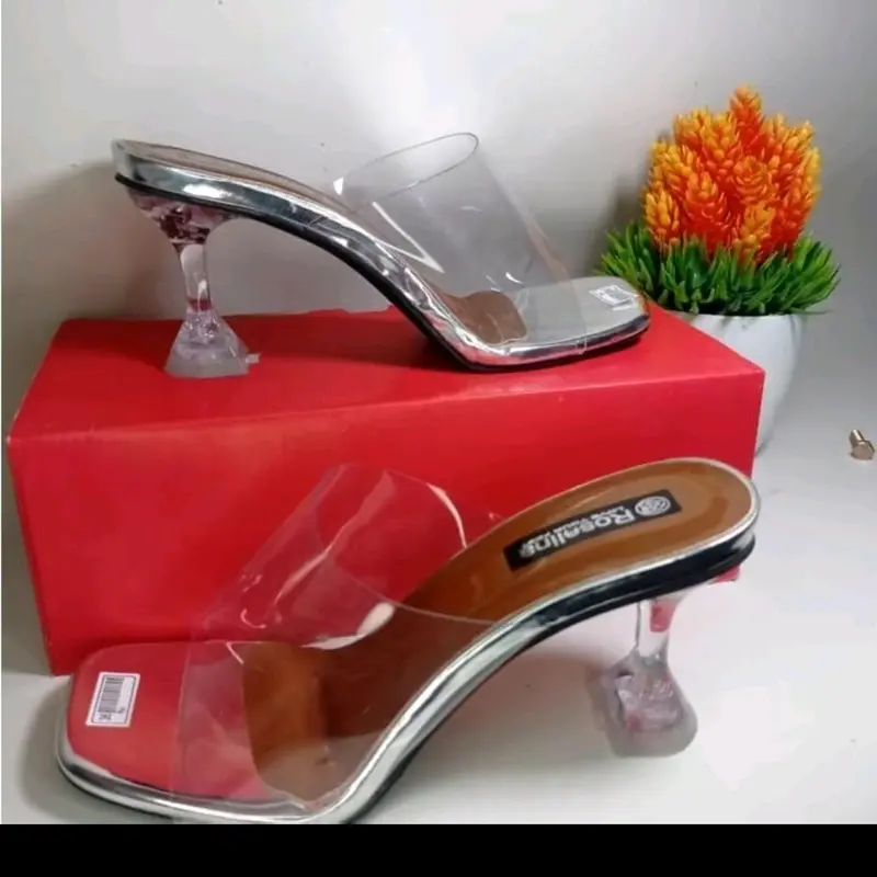 sendal high heels hak kaca 7cm sendal wanita koko mika bening setileeto Sandal 2