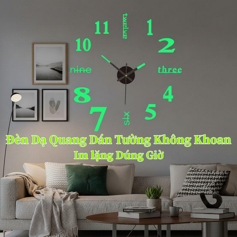  Đồng Hồ Treo Tường 3D Đồng Hồ Miếng Dán Tự Làm Trang Trí Nhà Cửa Phòng Khách Kim Thạch Anh Phòng Giao Hàng Trong Nước 