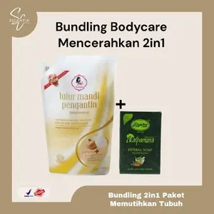 Bundling 2in1 Body Care Mencerahkan Tubuh Purbasari Lulur Mandi Pengantin 500 gr + Pyary Nalpamara Sabun Herbal Dubai