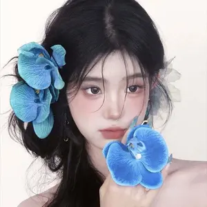 Jepit Anggrek aksesories rambut | jepitan bunga anggrek besar elegant ukuran 9cm jepit bunga palsu bisa dipakai untuk hijab jepitan bunga untuk tas cocok untuk pemotretan jepit bunga orchid