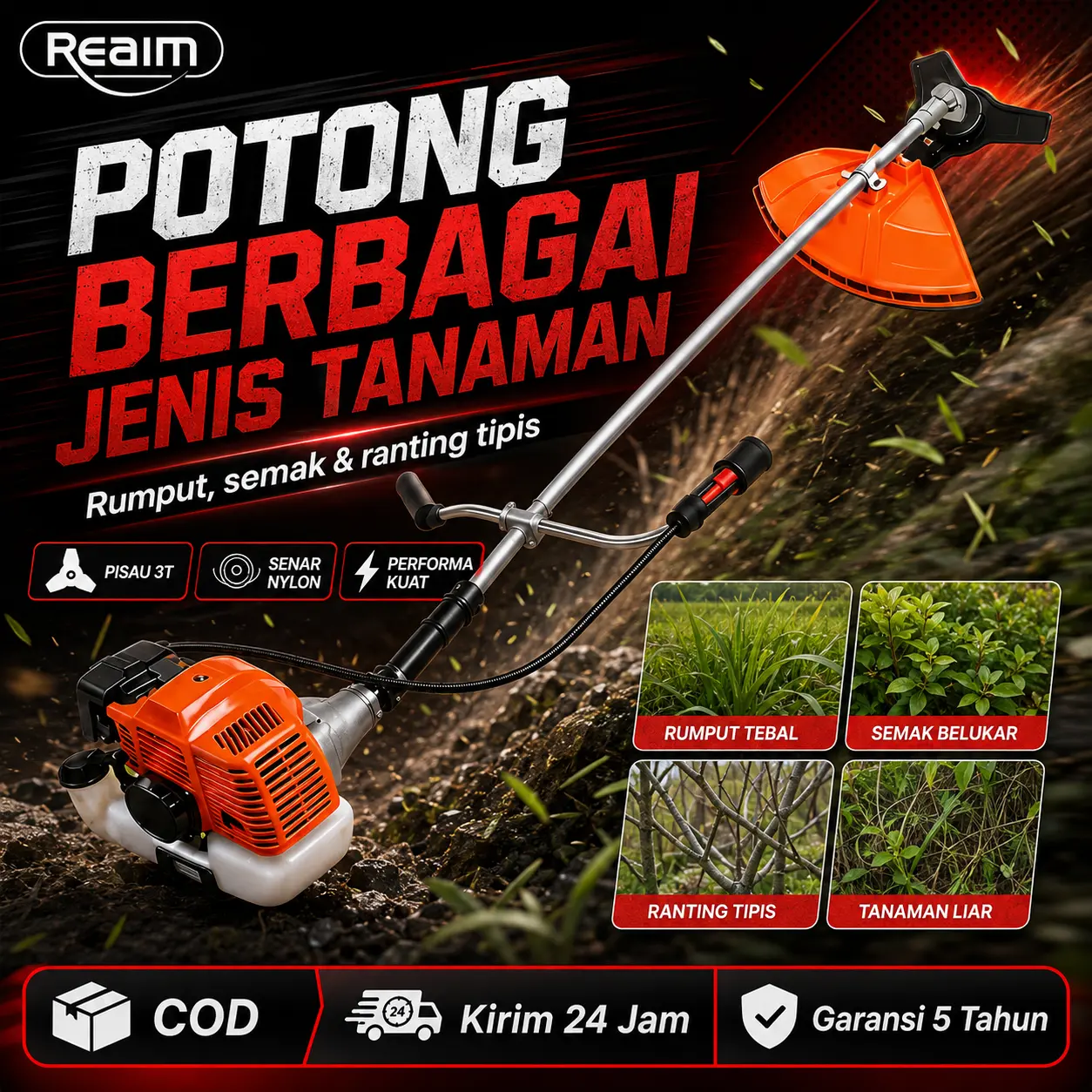 【REAIM】Mesin Potong Rumput 52CC 5200W 2 Tak10000R/M 1.2L brush cutter 2 tak Gendong Bensin 90Powerfull Portable Brush Cutter 【Dapatkan hadiah gratis】HONDA TANOSS TESLA SUPRA NISHIKAWA TANAKAFIRMAN