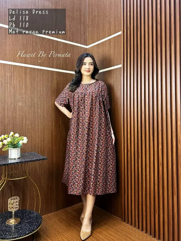 Delisa Dres By Permata Collection Dres Rayon Motif Kekinian 3
