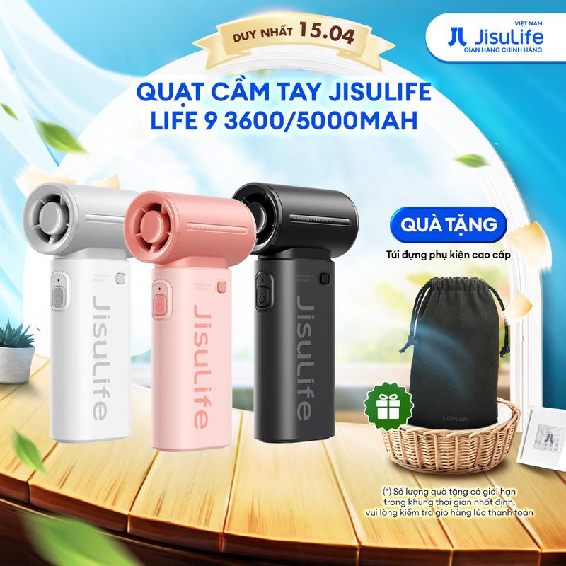 Quạt cầm tay mini Jisulife Life 9 ABS 5 cấp độ gió 3600mAh/5000mAh - Sử dụng liên tục 12h - Chính hãng - Bảo Hành 12 tháng