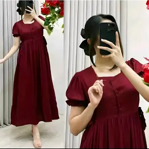 Yesha Dress Chibi Cantik Busui Friendly Polos Standart Jumbo Gaun Wanita Rayon Remaja Simple Dewasa Lembut Variasi