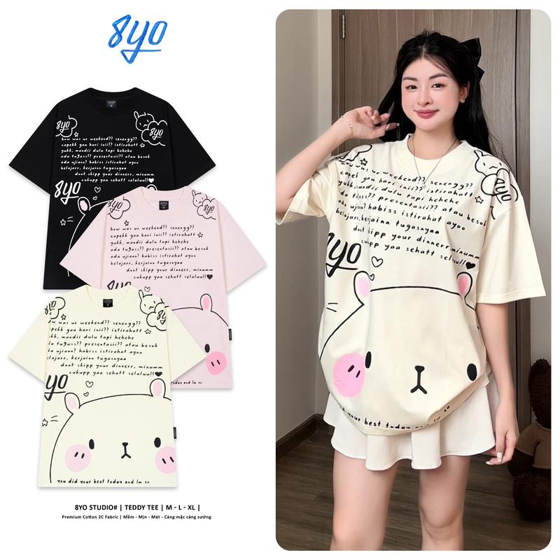  Áo Thun 8YO TEDDY Tee Cotton Mềm Mịn Mát - Áo Phông Cổ Tròn Local Brand Unisex Nam Nữ Form Rộng 
