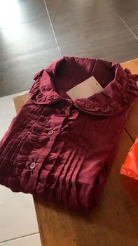 Product Review of LEONIE POPLIN BLOUSE Atasan Baju Panjang Katun Lembut Oversize Wanita Motif Ruffle from B**! 0