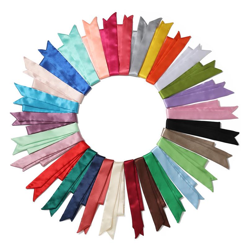 Product Introduction of Plain Long Thin Narrow Silk Scarf Hair Ribbon Scarf Satin Waist Belt Neckties Neckerchief Bow Ties Hair Accessories 18