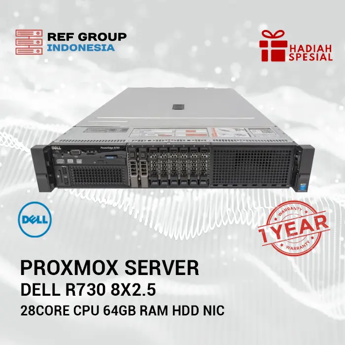 Proxmox Server Dell R730 8x2.5" 28Core CPU 64GB RAM HDD NIC - Bergaransi