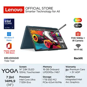 Laptop Lenovo Yoga 7 14IML9 Touch 2in1 Intel Core Ultra 7 155H 1TB SSD 16GB 14" 2.8K WQXGA W11+OH2024+M365