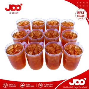 JDO 1 Lusin (12Pcs) Cangkir Minum Plastik 400ml Putih Transparan Premium BPA Free