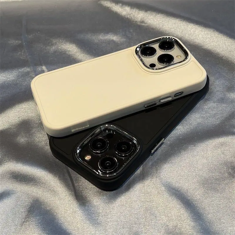 Ốp Điện Thoại silicon với các nút kim loại, Tương thích với IPhone 14 13 12 11 Pro Max XS X XR 8 + 7 Plus, vỏ mềm, vỏ chống sốc, bộ bảo vệ tế bào 2