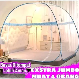 KELAMBU KELUARGA SELAMBU LIPAT UKURAN 180X200 dan 200x200 cm ORIGINAL ANTI NYAMUK Biru Hijau Hitam Kain Merah Pink