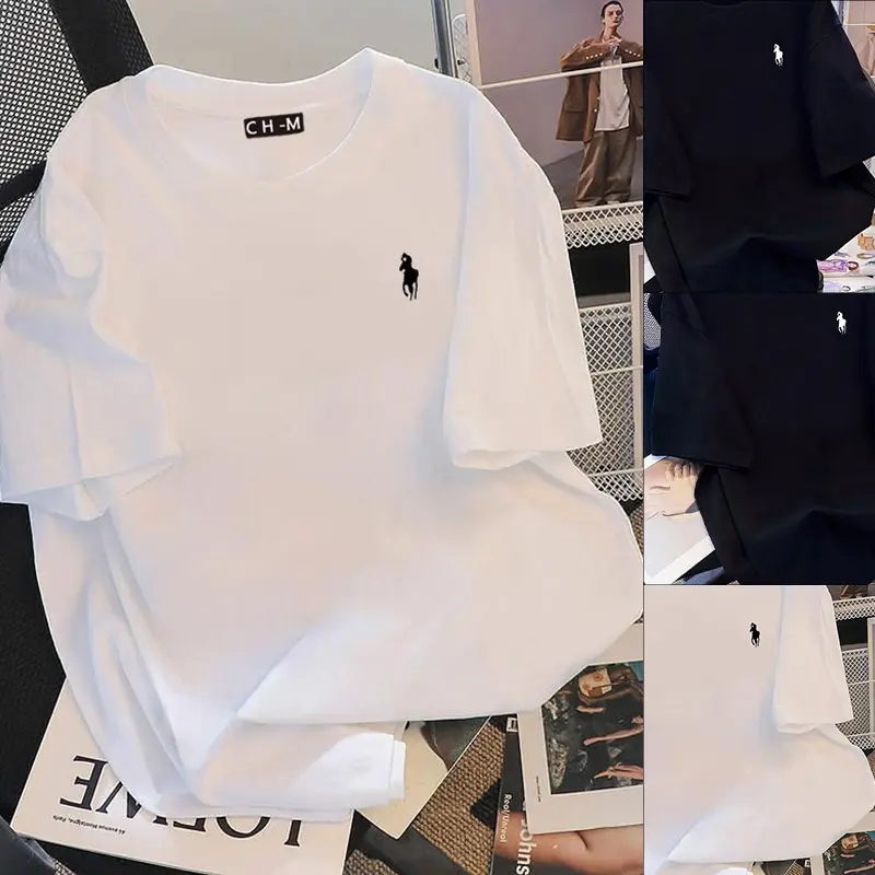 【CHMian mall】T-SHIRT WANITA - Putih kaos Lengan Pendek Vintage/Loose short sleeve bermotif troops woman/Round neck oversize outfit/T-shirt white atasan wanita terbaru/Polos basic atasan/Ootd kekinian santai