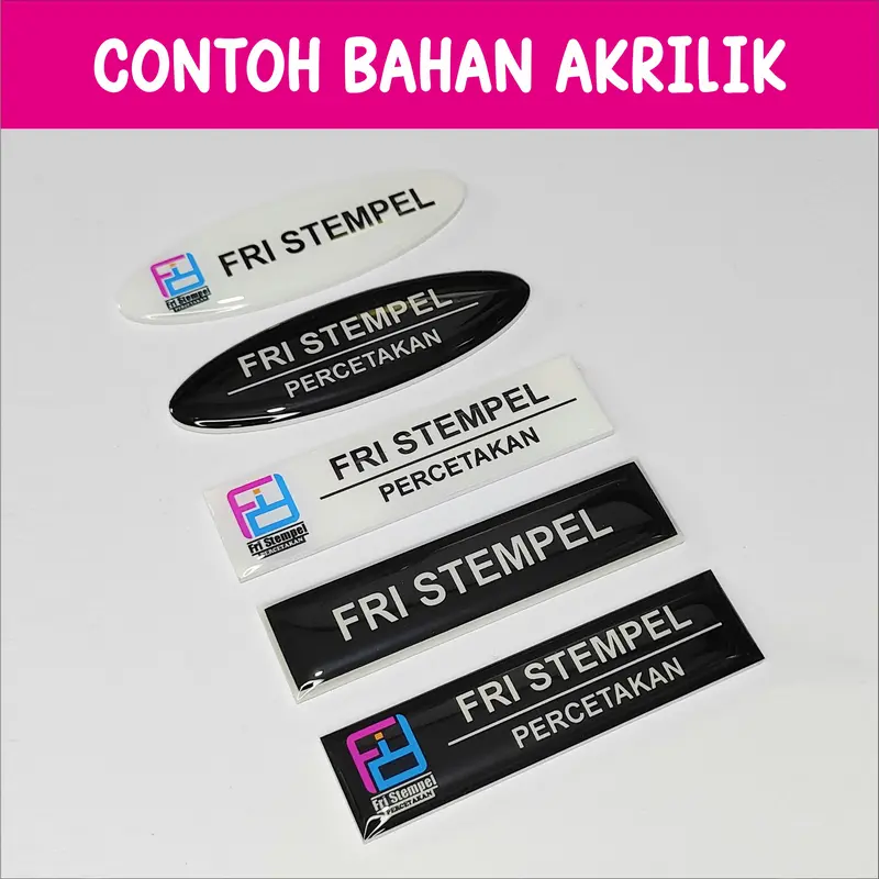 Papan Nama Custom - Nama Dada Bahan Akrilik Berlapis Resin Bening 3