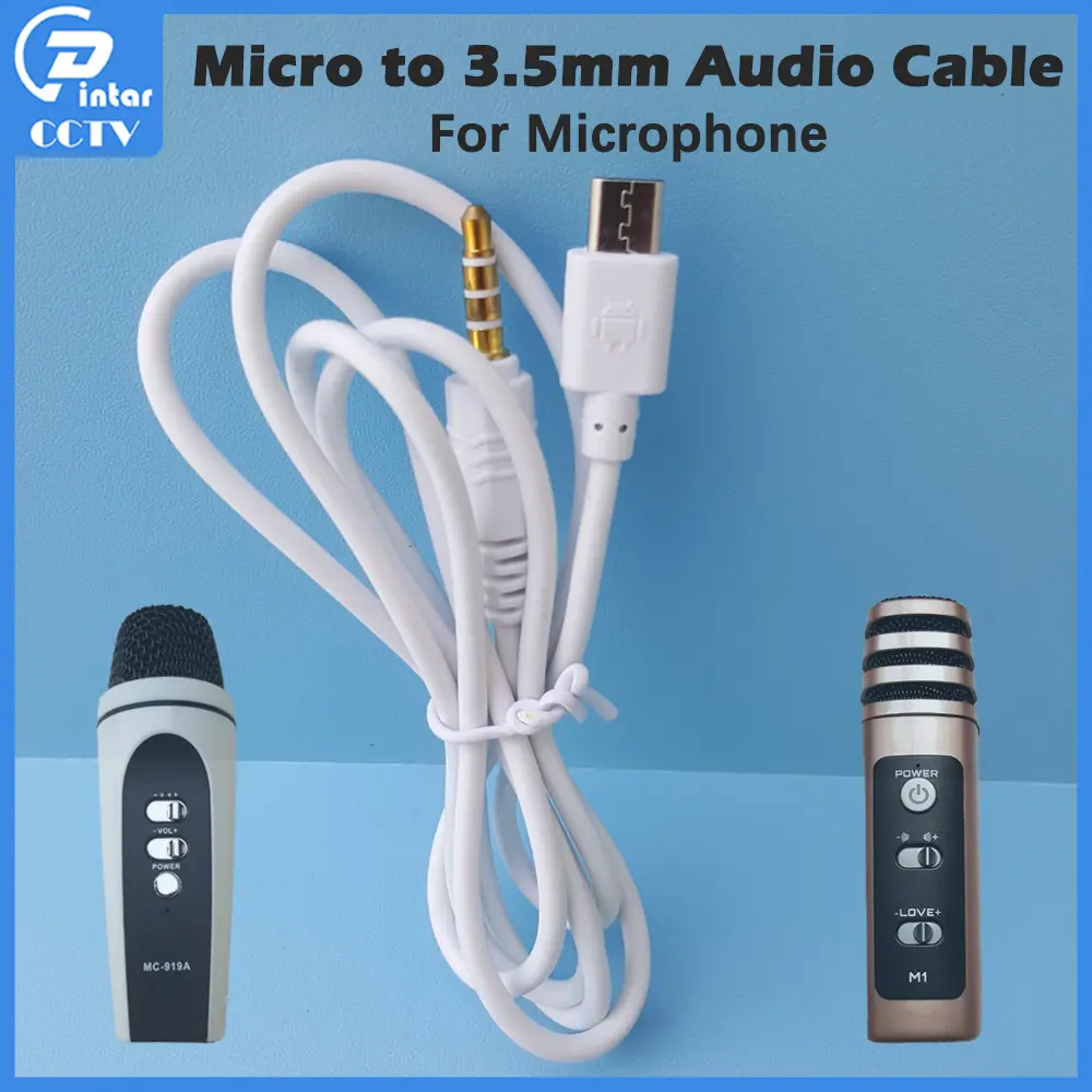 Micro to Jack 3.5mm Audio Adapter Cable 1m For Bluetooth Microphone record audio Universal