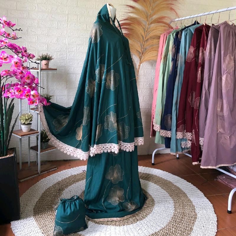MUKENA DEWASA BORDIR KIPAS 2IN1 KATUN MIKRO PREMIUM Renda Traveling Muslim 0