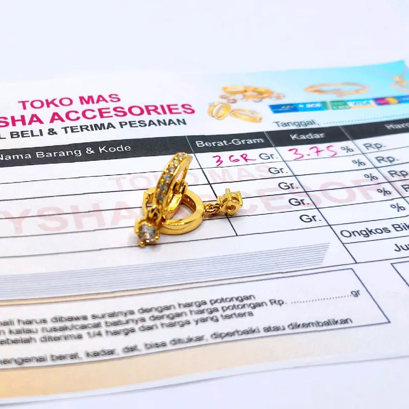 Anting wanita terlaris lapis emas muda 375 kadar ada surat dari toko 2