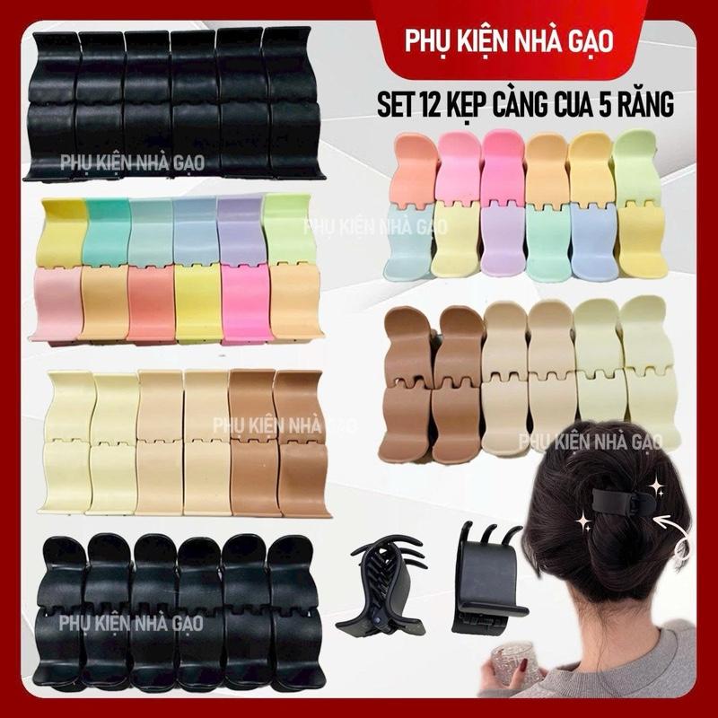 SET 12 KẸP CÀNG CUA 5 RĂNG, NHIỀU MÀU SẮC TỰ CHỌN, kẹp càng cua, kẹp tóc nữ