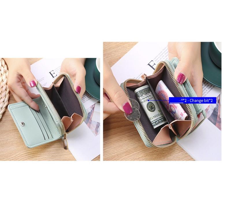 Dompet Lipat Zipper Compact Wanita Korean Style Kartu dan Koin 5