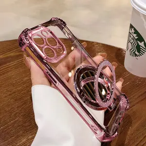 Case HP khusus untuk iPhone/OPPO/VIVO/Redmi/Samsung/Infinix/Realme，Desain Stand HP dengan Cermin，Pelindung Penuh Anti Jatuh, Mewah Premium untuk Wanita dengan Pelindung Lensa Bawaan.