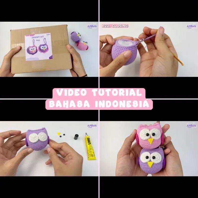 Starter DIY Crochet Kit Owl by AmiwaCrochet | paket merajut untuk pemula | paket belajar amigurumi | paket Benang rajut 3
