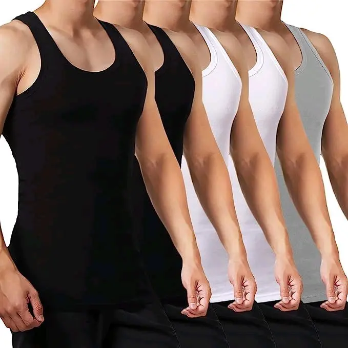 PROMO!! Paket Hemat 4 PCS Singlet Pria pakaian Dalam Pria Katun Slimvit Atasan Dewasa Kaos Hitam Putih Oblong korea m rompi