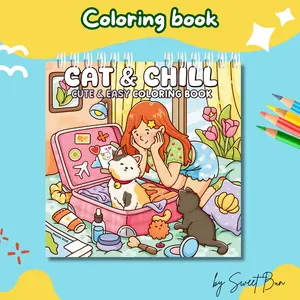 Buku Mewarnai Anak Remaja Dewasa - Cat & Chill Coloring Book