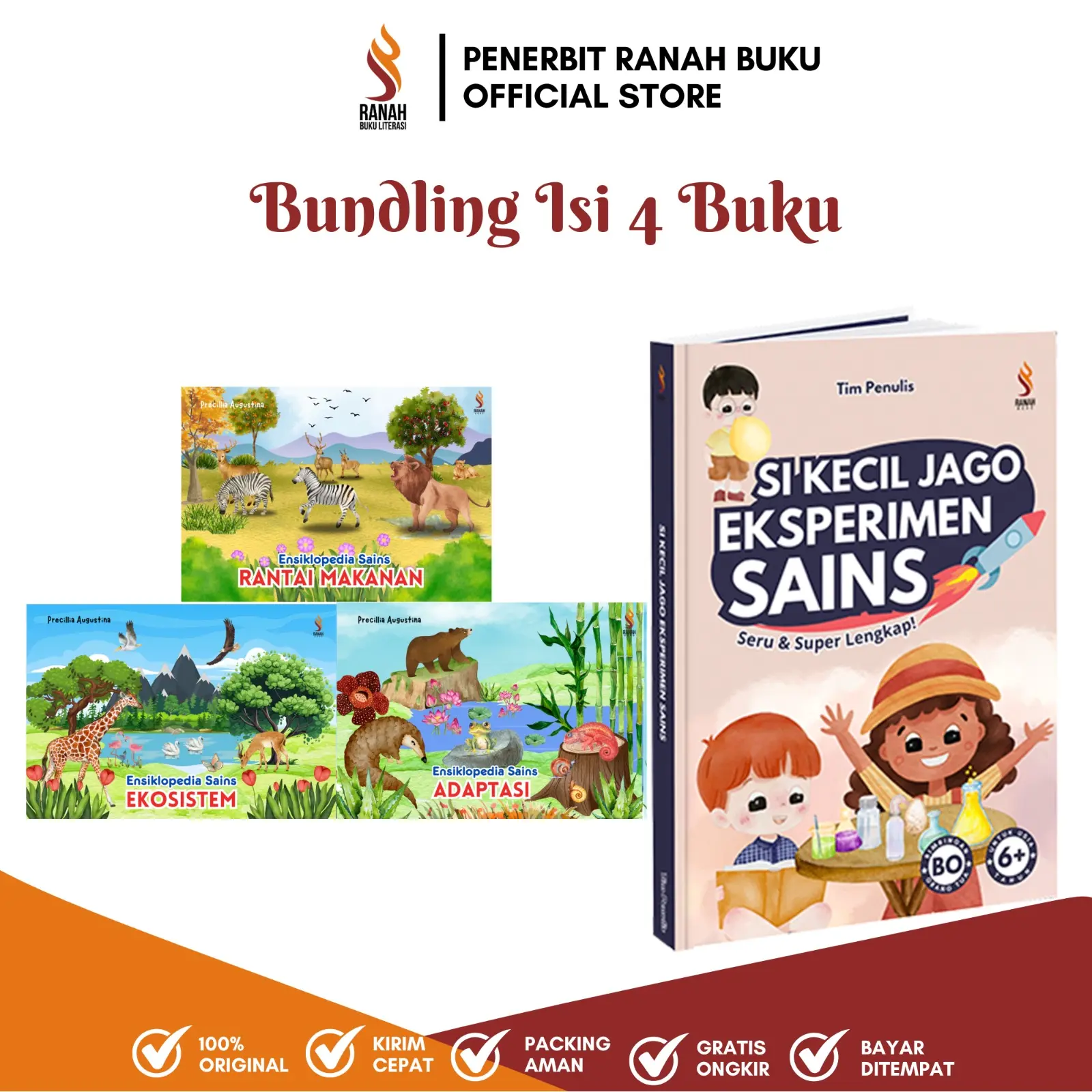 PAKET 4 BUKU ANAK EKSPERIMEN SAINS + ENSIKLOPEDIA SAINS (EKOSISTEM, RANTAI MAKANAN & ADAPTASI)